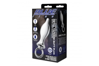 Металлический плаг с кольцом Stainless Steel Metal Tapered Butt Plug With Loop Hardware - 10 см.