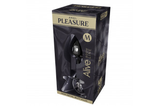 Серебристая анальная втулка с прозрачным кристаллом Mini Metal Butt Plug Size M - 8 см.