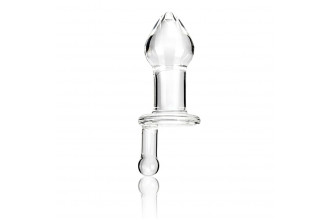 Прозрачный стеклянный анальный плаг с ручкой Glass Juicer - 12,7 см.