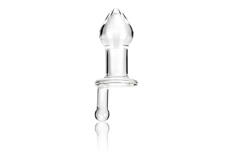 Прозрачный стеклянный анальный плаг с ручкой Glass Juicer - 12,7 см.