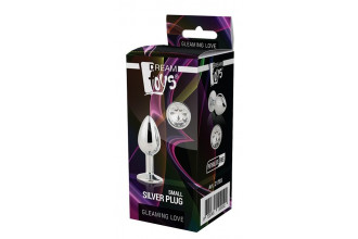 Серебристая анальная втулка с прозрачным кристаллом - 7,1 см.