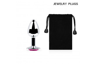 Серебристая анальная пробка с малиновым кристаллом - 7,2 см. Серебристая анальная пробка с малиновым кристаллом - 7,2 см.