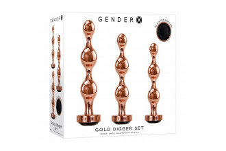Набор из 3 золотистых анальных стимуляторов-елочек Gold Digger Set