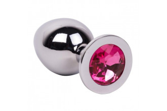 Большой стальной плаг с розовым кристаллом Pink Bubble Gum - 9,5 см.