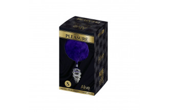 Анальная пробка Metal Anal Fluffly Twist Plug S с фиолетовым хвостиком