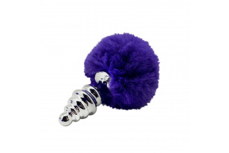 Анальная пробка Metal Anal Fluffly Twist Plug S с фиолетовым хвостиком