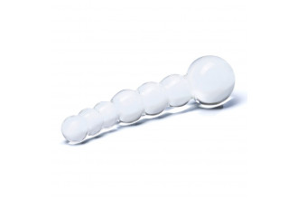 Изогнутый прозрачный стимулятор Beaded Dildo - 13 см.