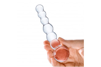 Изогнутый прозрачный стимулятор Beaded Dildo - 13 см.