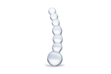 Изогнутый прозрачный стимулятор Beaded Dildo - 13 см.
