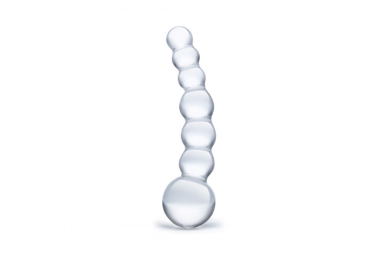 Изогнутый прозрачный стимулятор Beaded Dildo - 13 см.