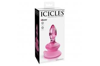 Розовая стеклянная пробка Icicles №90 с силиконовой присоской - 8 см.