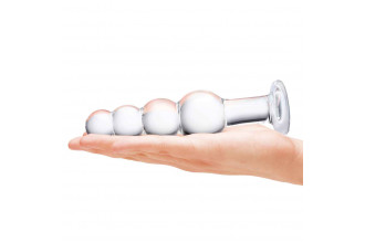 Прозрачная анальная пирамида 7,25 Beaded Butt Plug - 17 см.