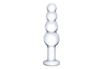 Прозрачная анальная пирамида 7,25 Beaded Butt Plug - 17 см.