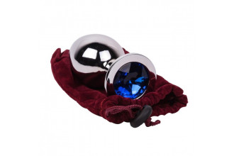 Большой стальной плаг с синим кристаллом Blue Space - 9,5 см.