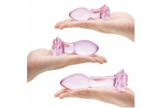 Набор из 3 стеклянных анальных пробок Rosebud Butt Plug Set