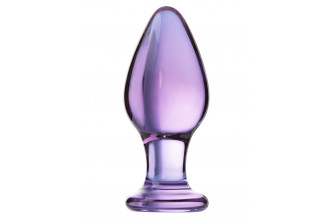 Фиолетовая стеклянная анальная пробка - 10 см.