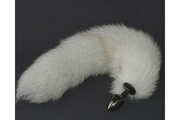 Темная анальная пробка с длинным пушистым хвостиком