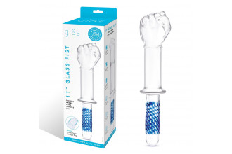 Стеклянный стимулятор в форме сжатой в кулак руки 11’’ Glass Fist Double Ended With Handle Grip - 28 см.