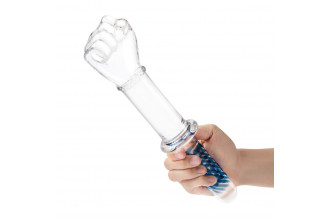 Стеклянный стимулятор в форме сжатой в кулак руки 11’’ Glass Fist Double Ended With Handle Grip - 28 см.