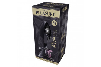 Серебристая анальная втулка Mini Metal Butt Plug Size M с розовым кристаллом