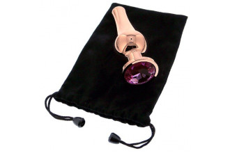 Золотистая анальная пробка с кристаллом Rose Gold Pleasure Plug S - 9 см.