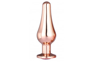 Золотистая анальная пробка с кристаллом Rose Gold Pleasure Plug S - 9 см.