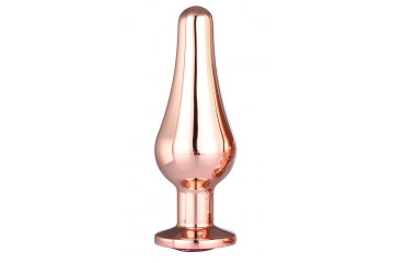 Золотистая анальная пробка с кристаллом Rose Gold Pleasure Plug S - 9 см.
