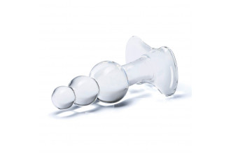 Прозрачная анальная пробка-елочка с 3 шариками Butt Plug with Tapere Base - 11 см.