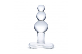 Прозрачная анальная пробка-елочка с 3 шариками Butt Plug with Tapere Base - 11 см.