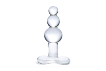 Прозрачная анальная пробка-елочка с 3 шариками Butt Plug with Tapere Base - 11 см.