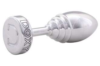 Серебристая анальная втулка Doxy Ribbed Butt Plug - 10,5 см.