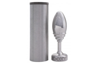 Серебристая анальная втулка Doxy Ribbed Butt Plug - 10,5 см.