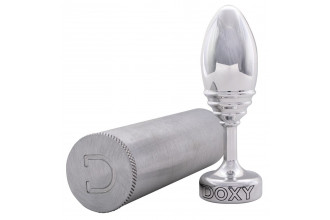 Серебристая анальная втулка Doxy Ribbed Butt Plug - 10,5 см.
