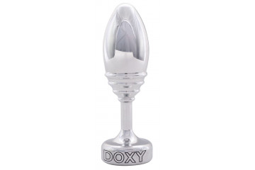 Серебристая анальная втулка Doxy Ribbed Butt Plug - 10,5 см.