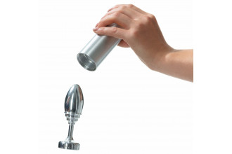 Серебристая анальная втулка Doxy Ribbed Butt Plug - 10,5 см.