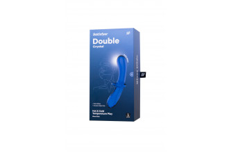 Синий двусторонний стеклянный фаллоимитатор Double Crystal - 19,5 см.