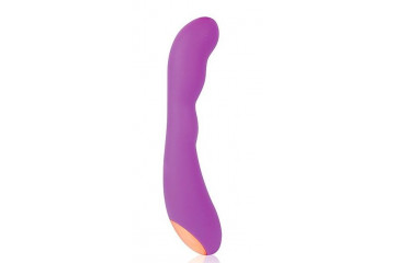 Фиолетовый силиконовый вибромассажер - 22,2 см.