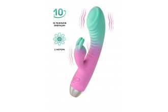 Мятно-розовый вибратор для точки G с клиторальным отростком Orchid - 21 см.