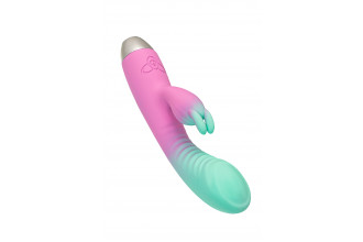 Мятно-розовый вибратор для точки G с клиторальным отростком Orchid - 21 см.