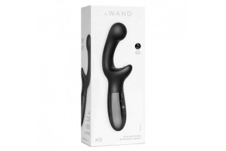 Черный вибромассажер с двумя моторами Le Wand XO - 19 см.