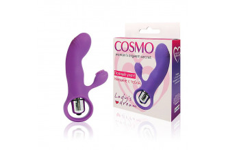 Фиолетовый вибромассажер COSMO с покрытым усиками клиторальным стимулятором
