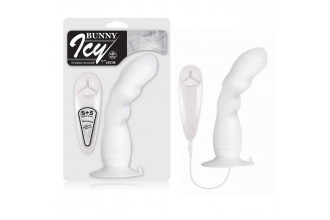 Белый вибратор для G-точки BUNNY ICY - 18 см.