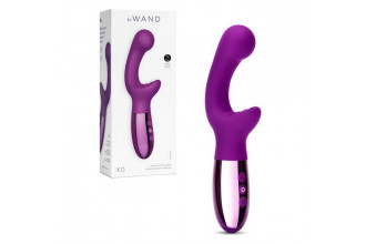 Фиолетовый вибромассажер с двумя моторами Le Wand XO - 19 см.