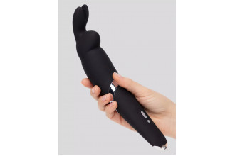 Черный вибратор Rabbit Rechargeable Wand Vibrator - 26,7 см.