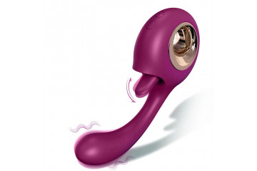 Фиолетовый вибромассажер Woo с язычком - 17,3 см.