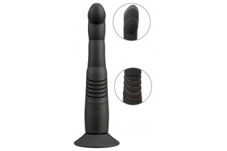 Черный вибратор с поступательными движениями G and P-Spot Thrusting Vibrator - 23 см.