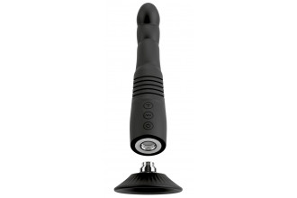 Черный вибратор с поступательными движениями G and P-Spot Thrusting Vibrator - 23 см.
