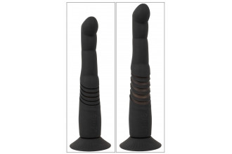 Черный вибратор с поступательными движениями G and P-Spot Thrusting Vibrator - 23 см.