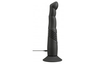 Черный вибратор с поступательными движениями G and P-Spot Thrusting Vibrator - 23 см.