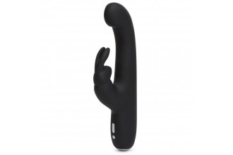 Чёрный вибратор Slimline G-Spot Rechargeable Rabbit Vibrator - 24,1 см.